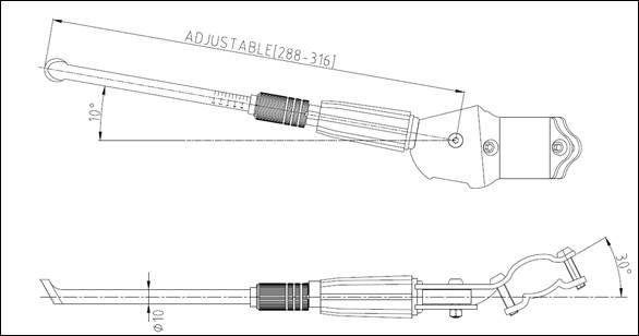 Image du produit Bike Attitude Support latéral CD-104 Montage uniquement sur bases noires OEM