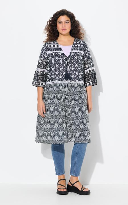 Produktbild Ulla Popken Longjacke, Mustermix, V-Ausschnitt, 3/4-Glockenarm (56)