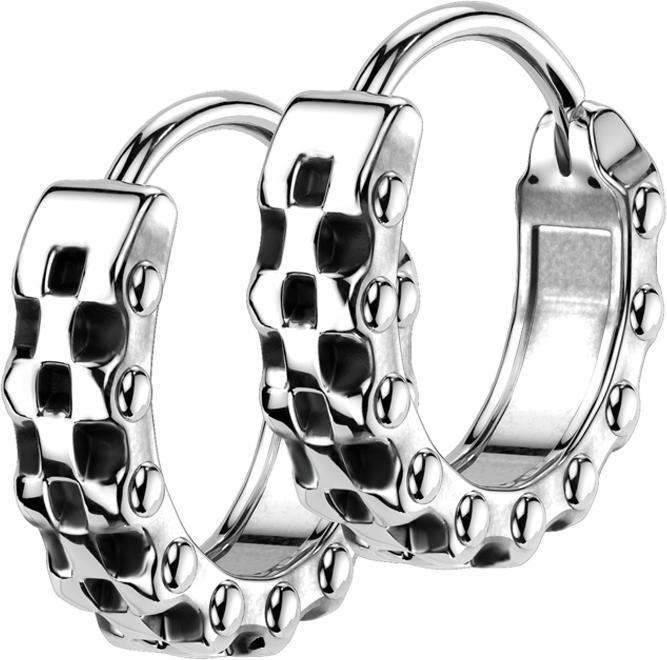 Produktbild Star Piercing Ohrring zum Klappen silber Fahrradkette (ohne Messing, Chirurgenstahl 316L)