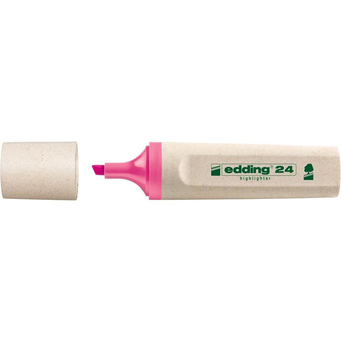 4x Edding, Marker, Textmarker 24 EcoLine, zu 90 % aus nachwachsenden Rohstoffen, nachfüllbar, div. Schreibfar... (Rosa, ...