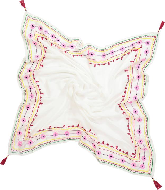 Image du produit Ulla Popken Écharpe, broderie, fleurs, pompons