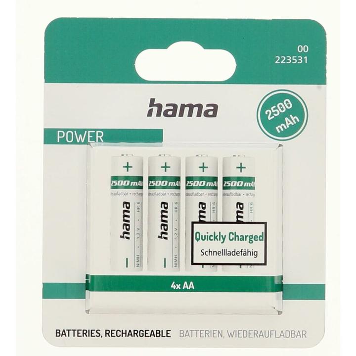 Actual product image Hama NiMH rechargeable batteries, AA Mignon, 2500 mAh, 1.2 V, 4 pieces (4 pcs., AA, 2500 mAh)