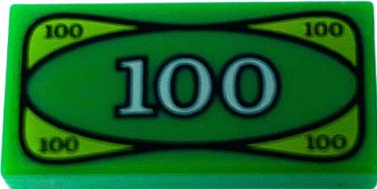Image du produit LEGO Billet de banque 1x2 tuile - Green 3069bpx7 - 50x (3069, LEGO Accessoires)