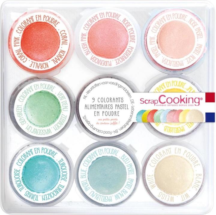 Image du produit ScrapCooking 9 mini-colorants alimentaires en poudre, pastel (105 ml)