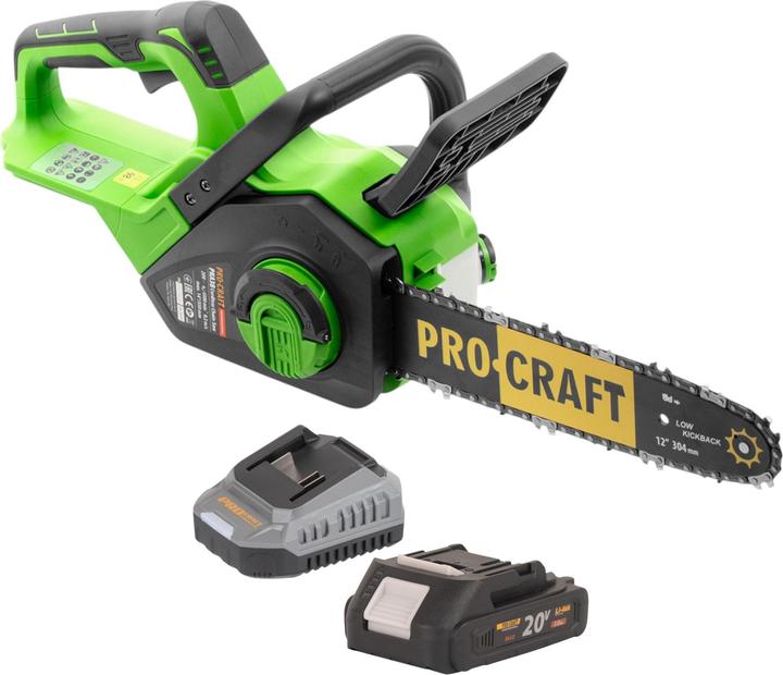 Actual product image Procraft PKA38 Akku Kettensäge 20 V 304 mm Brushless + 1x Akku 2,0 Ah + Ladegerät (Battery chain saw)