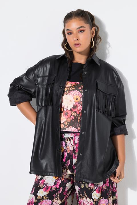 Immagine prodotto Studio Untold Hemd, Oversize Shape, Fake-Leder, Fransen-Taschen (54, 56)