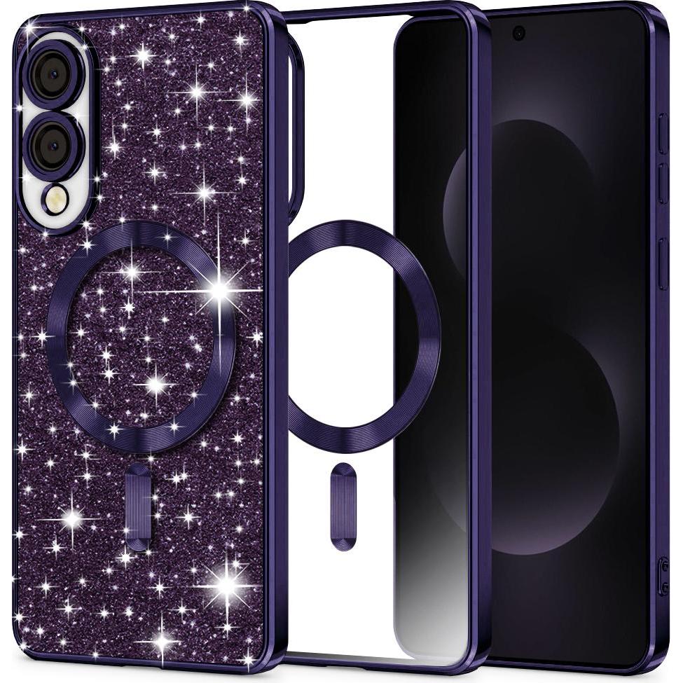 Techsuit - Luxury Glitter MagSafe - Samsung Galaxy S25 Edge - Deep Purple (Samsung Galaxy S25 Edge), Cover smartphone, Viola