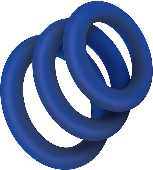 Zolo Extra Thick Silicone Cock Rings - Pack of 3 in Blue, Stretchy and Comfortable Fit (4.20 cm)