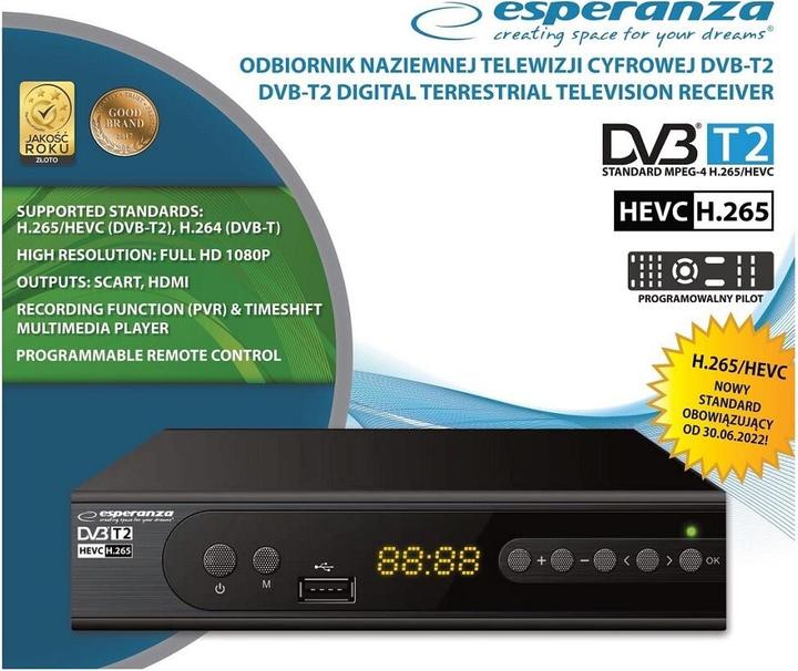 Productafbeelding Esperanza EV106P (DVB-T, DVB-T2, DVB-C, DVB-C/S2)