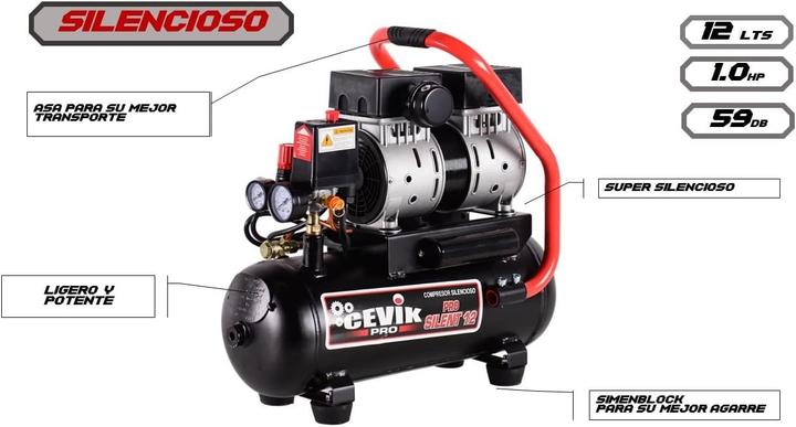 Actual product image Cevik Silent Air Compressor (12 l, 8 bar)