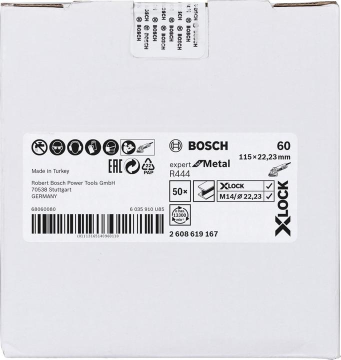 Produktbild Bosch Professional Zubehör X-LOCK Fiberschleifscheibe, Ø115 mm, K 60, R444, Expert for Metal, 1 Stk. (60)
