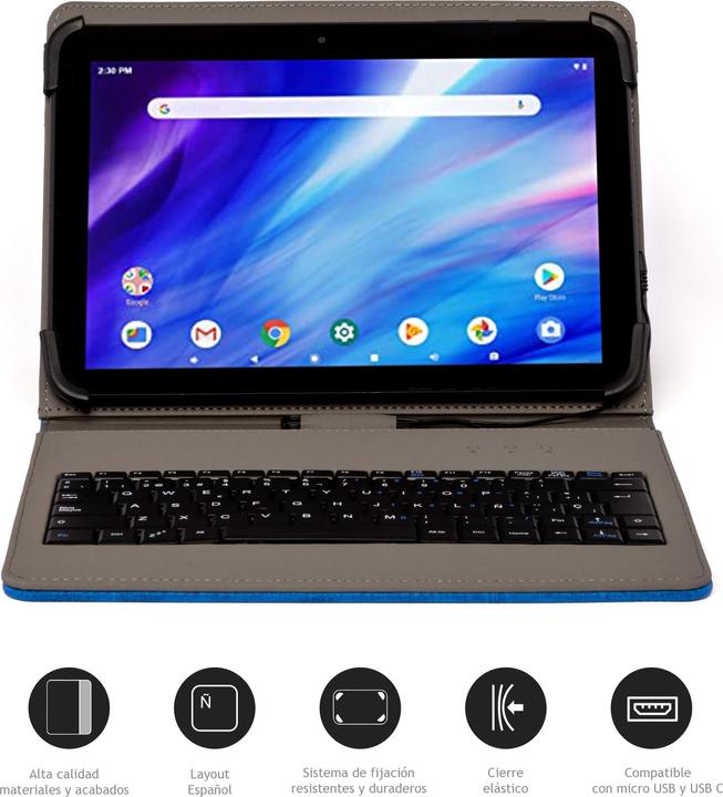 Produktbild Nilox 9.7" TO 10.5" USB KEYBOARD CASE BLUE NXFU003