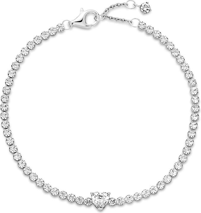 Actual product image Pandora Tennis Bracelet Sparkling Heart (16 cm, With stone(s), Silver 925)