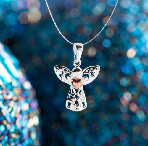 Image du produit Berk Anhänger „Herzengelchen“ (Argent, Or rose)