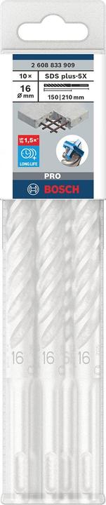Productafbeelding Bosch Professional Zubehör SDS PLUS-5X 16X150X210MM 10PC (16 millimeter)