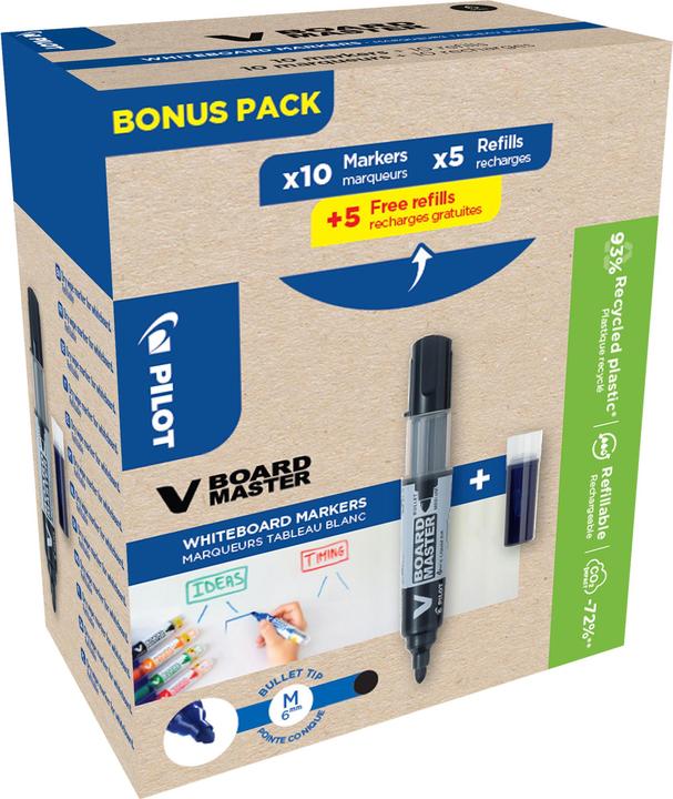 Actual product image Pilot Greenpack V-Board Master, black, 10 markers and 10 refills (10 x)