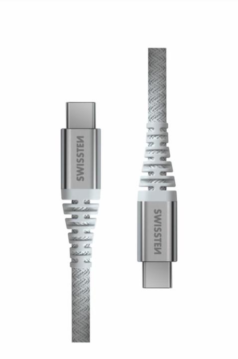 Actual product image Swissten Data Cable Kevlar USB-C / USB-C 1.5 M White (1.50 m, USB 3.2 Gen 1, 60 W)