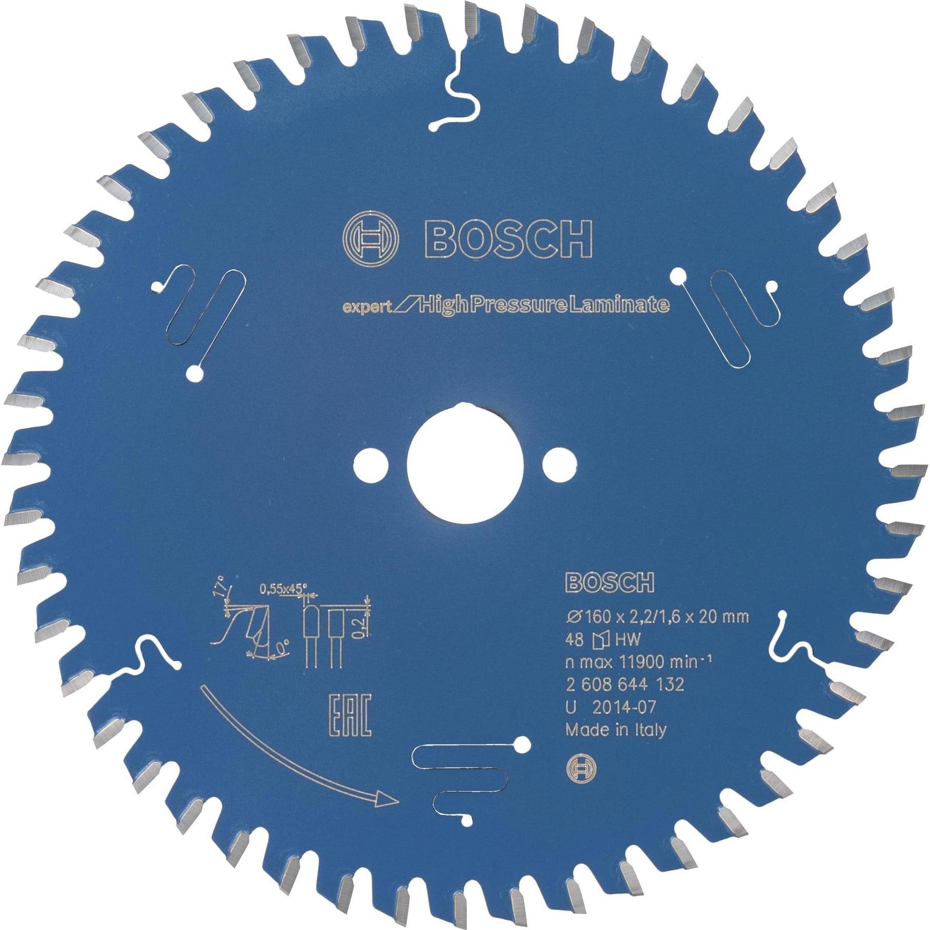 Bosch Professional Zubehör, Sägeblatt, Kreissägeblatt Expert for High Pressure Laminate, 160 x 20 x 2,2 mm, 48