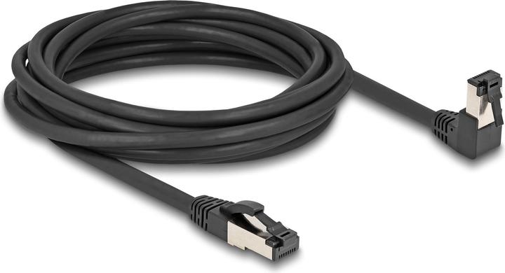 Image du produit Delock Câble réseau RJ45 Cat.8.1 S/FTP 90° coudé vers le bas / droit 5 m noir (S/FTP, CAT8.1, 5 m)