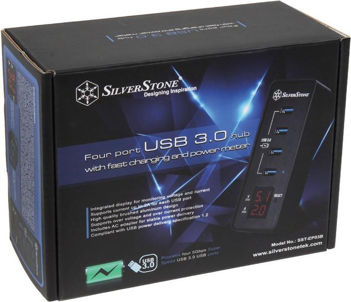 Actual product image Silverstone SST-EP03 V2.0 4x USB 3.1 Gen1 HUB, black (Micro USB, 4 ports)