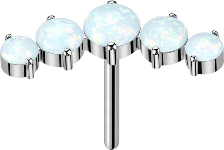 Produktbild Star Piercing Threadless gebogen silber fünf Opale weiss (ohne Messing, Titan)