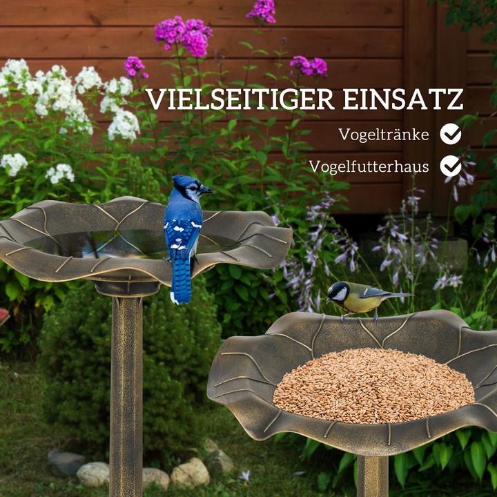 Produktbild Outsunny Vogeltränke mit Blattdesign und Ornamentfuss