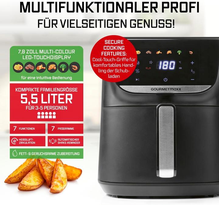 Actual product image Gourmetmaxx AirGenius M Heissluftfritteuse mit Touchscreen