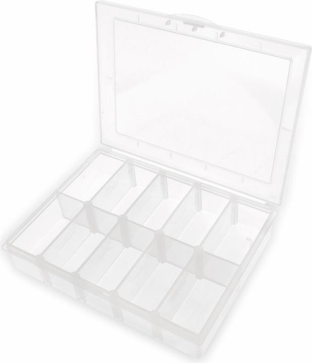 Actual product image Pollin Electronic Sortimentsbox, 133x95x28, 10 Fächer, PP, transparent