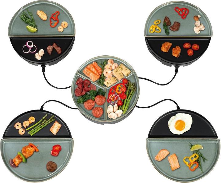 Productafbeelding Bourgini Chefs Dinner Party - Bak & Grillplaat - Gourmetstel - Grijs geglazuurd - 4 personen -