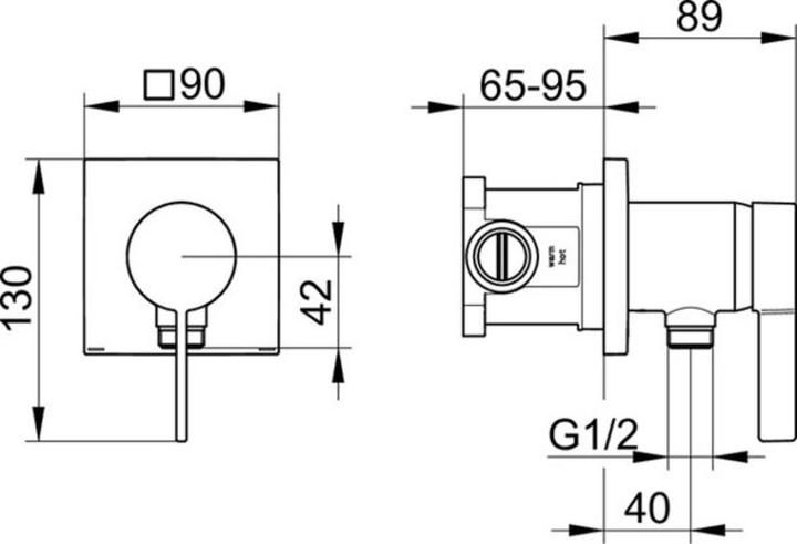 Actual product image Keuco Single-lever shower mixer set IXMO so UP with hose connection vc