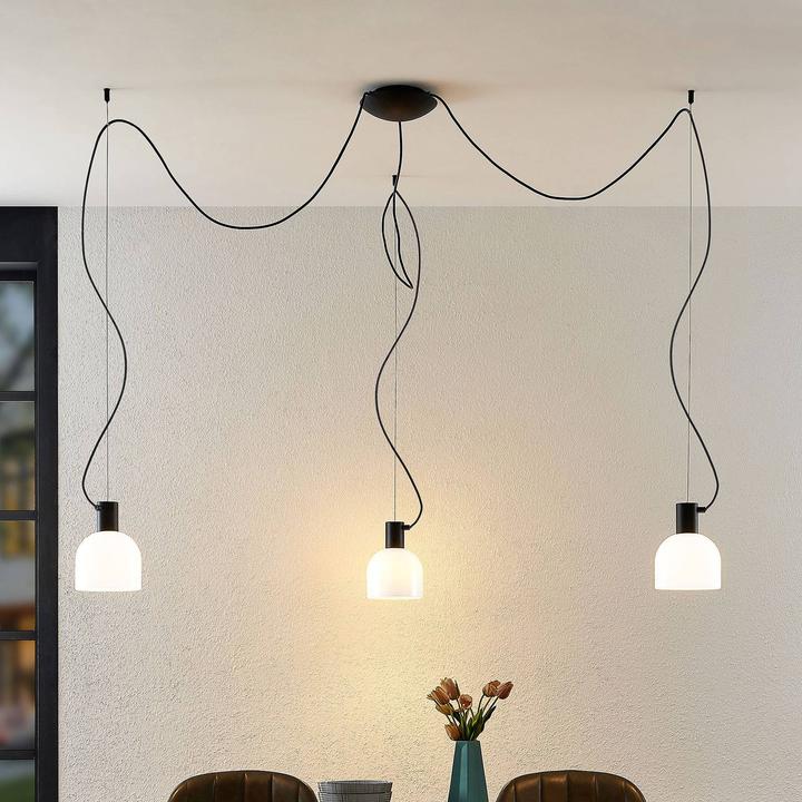 Produktbild Lucande Serina 3 Pendelleuchte Black/Opal (E27)