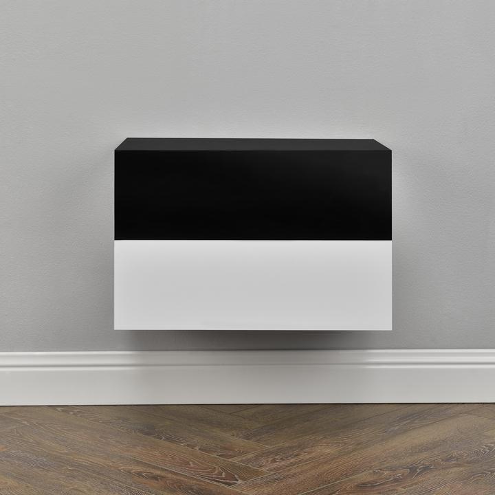 Actual product image En.Casa Oslo wall shelf set of 2 46x30x15cm white and black high gloss