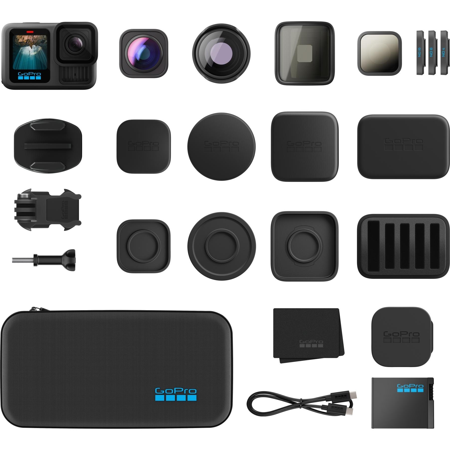 GoPro Bundle di lenti nere Hero13 (60p, Bluetooth, WiFi), Action cam, Nero