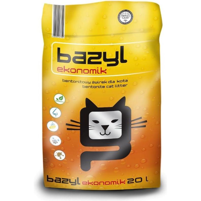 Bazyl Lettiera per gatti Ekonomik Naturalny 20 l (Raggruppamento, 18 kg), Sabbia lettiera per gatti