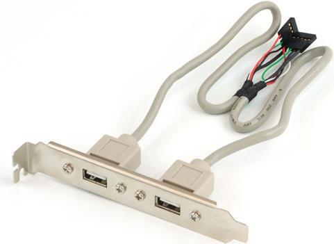 Produktbild Aquatuning Slotblech USB 2.0, 2x USB Buchse auf 2x 5pol Pfostenverbinde