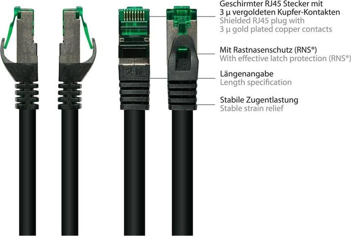 Produktbild Kabelmeister Cat.6A Outdoor-Patchkabel (IP66), schwarz, 75 m (S/FTP, CAT6a, 7.50 m)