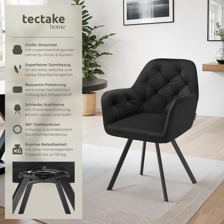 Actual product image tectake Rotatable velvet armchair Lucia, upholstered