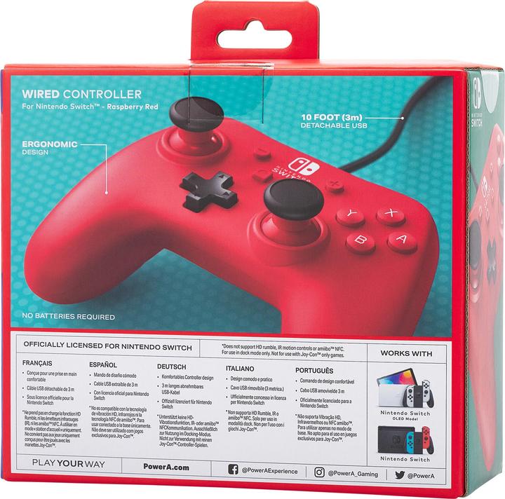 Productafbeelding PowerA Bedrade controller voor Nintendo Switch - Framboosrood (Switch)