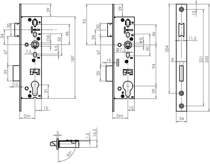 Actual product image SSF Tubular frame mortise lock Series 01 (Mortise lock)