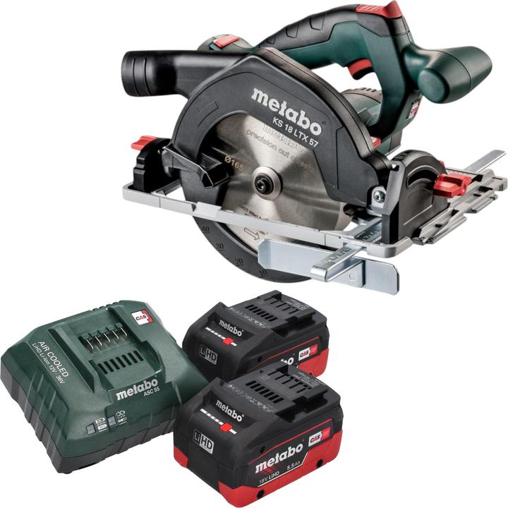 Metabo KS 18 LTX 57 Akku Handkreissäge 18 V 165 mm + 2x LiHD Akku 5,5 Ah + Ladegerät