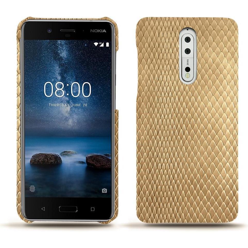 Noreve Lederschutzhülle (Nokia 8), Smartphone Hülle, Beige