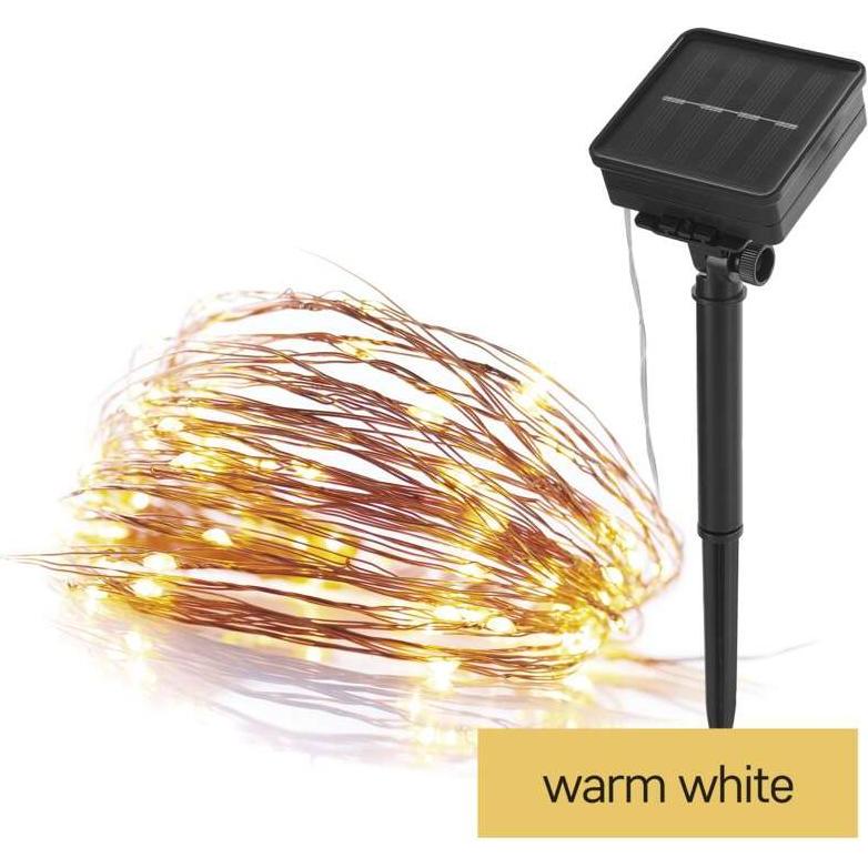 Emos, Catena luminosa, LED-Nanokette mit Solarpanel, kupferfarben, 12 m, Aussen und Innen, warm-weiss, Timer (12 m)