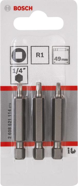 Produktbild Bosch Professional Zubehör Schrauberbit Extra-Hart R1, 49 mm, 3er-Pack (Sechskant (hexagonal))