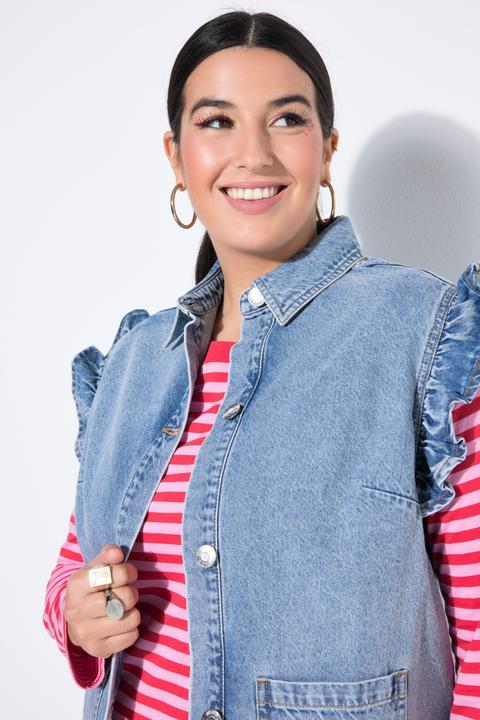 Produktbild Studio Untold Jeansweste, Boxy Shape, hellgewaschen, Arm-Rüsche (54)