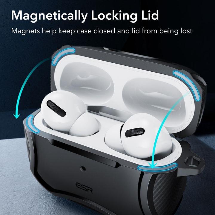 Productafbeelding ESR Cyber Armor Halolock Magsafe Apple Airpods Pro 1 / 2 Zwart (Hoofdtelefoon hoes)