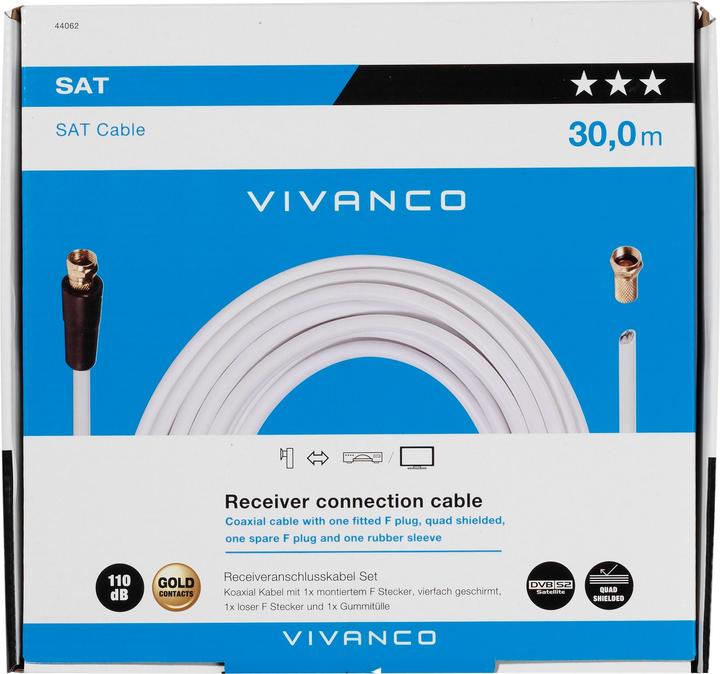 SKY VISION SAT Kabel 30m - Koaxialkabel Mit F-Steckern