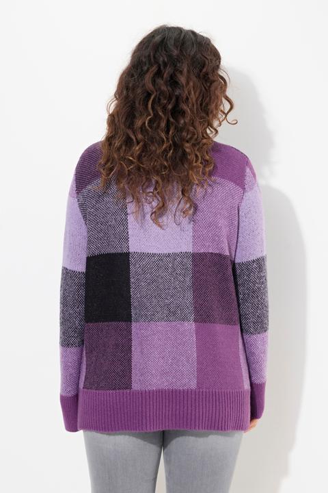 Produktbild Ulla Popken Pullover, Karomuster, Stehkragen, Langarm (50, 52)