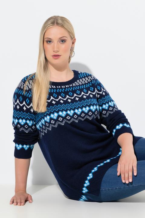 Produktbild Ulla Popken Norweger-Pullover, Rundhals, Langarm, weicher Strick (62)