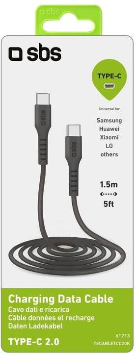Image du produit SBS Câble de données USB type-C vers connecteur USB type C (1,5 m), noir (1.50 m, USB 2.0)