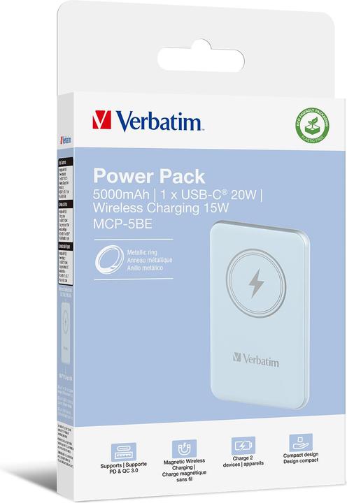 Actual product image Verbatim POWER BANK 5000 BLEU (5000 mAh, 20 W, 18.50 Wh)